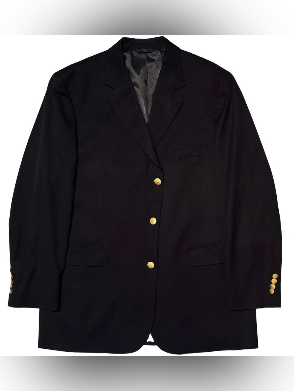 BROOKS BROTHERS CAPTAIN’S SPORT COAT JACKET 46L 46 L GOLD BUTTONS NAVY GABARDINE